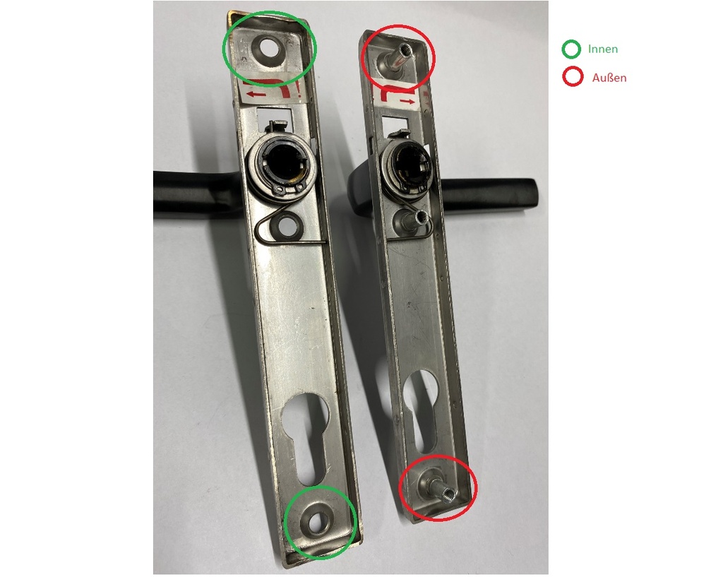 SL Drückergarnitur incl. Langschild, Edelstahl gebürstet