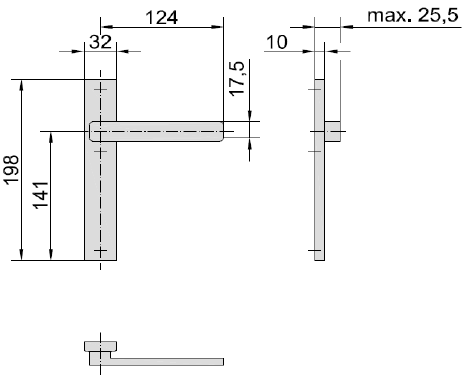 SL Flachformgriff außen inkl. Langschild für PZ