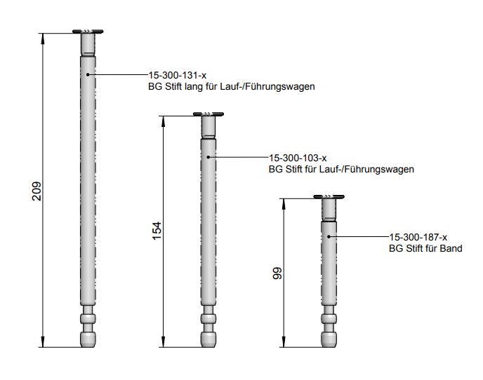 [15-300-131-900] BG Stift lang für Lauf-/Führungswagen